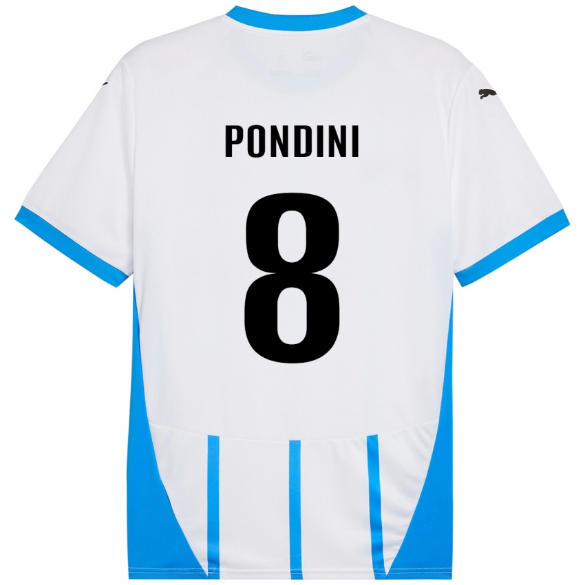 Niño Camiseta Giada Pondini #8 Blanco Azul 2ª Equipación 2024/25 La Camisa Perú