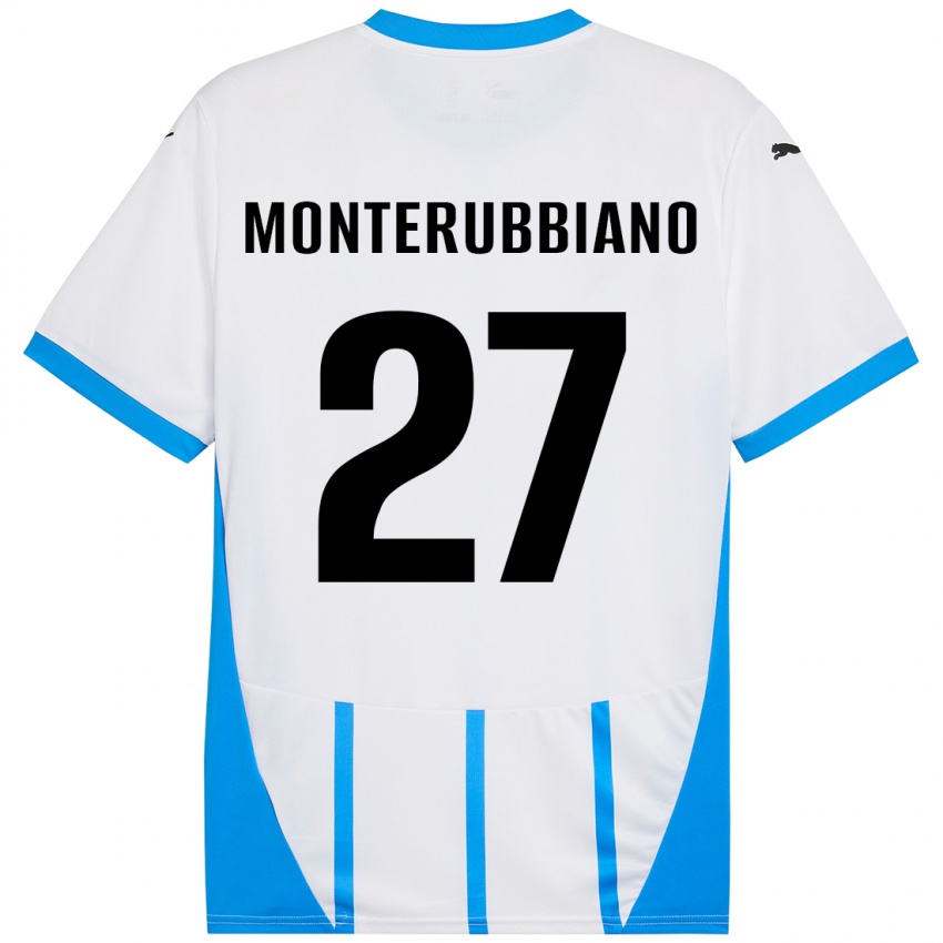 Niño Camiseta Valeria Monterubbiano #27 Blanco Azul 2ª Equipación 2024/25 La Camisa Perú