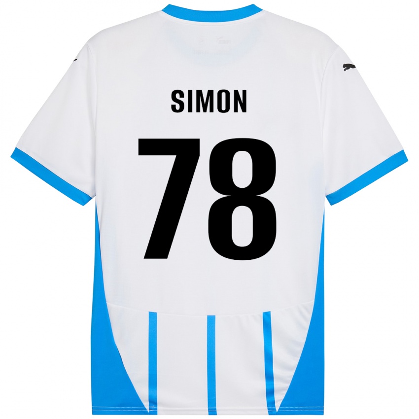 Niño Camiseta Bénédicte Simon #78 Blanco Azul 2ª Equipación 2024/25 La Camisa Perú