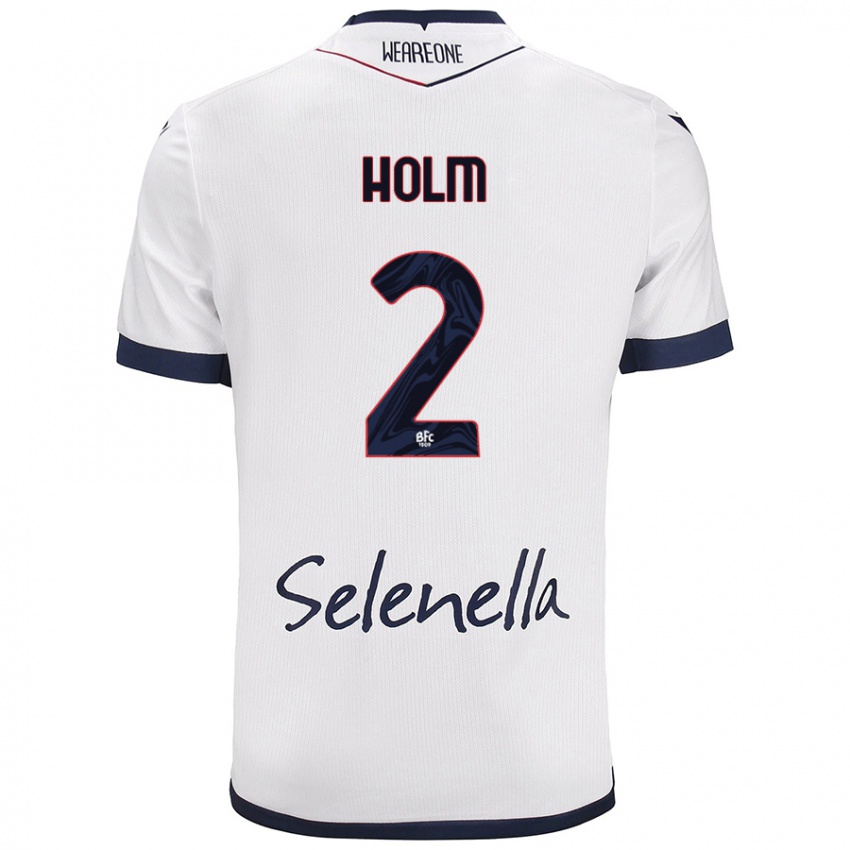 Niño Camiseta Emil Holm #2 Blanco Azul Real 2ª Equipación 2024/25 La Camisa Perú