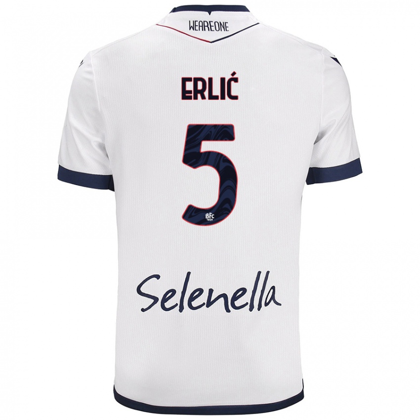 Niño Camiseta Martin Erlić #5 Blanco Azul Real 2ª Equipación 2024/25 La Camisa Perú