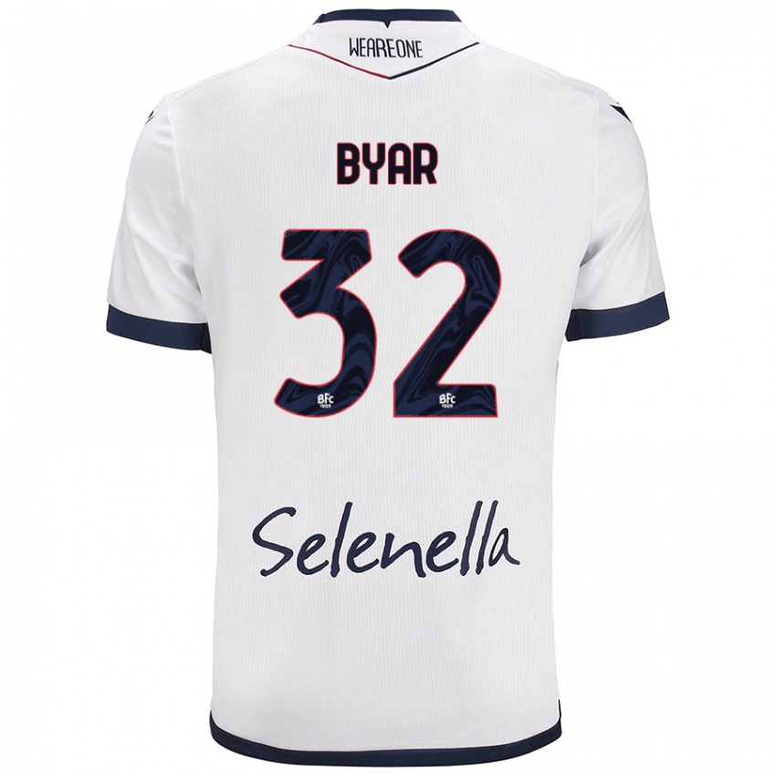 Niño Camiseta Naïm Byar #32 Blanco Azul Real 2ª Equipación 2024/25 La Camisa Perú