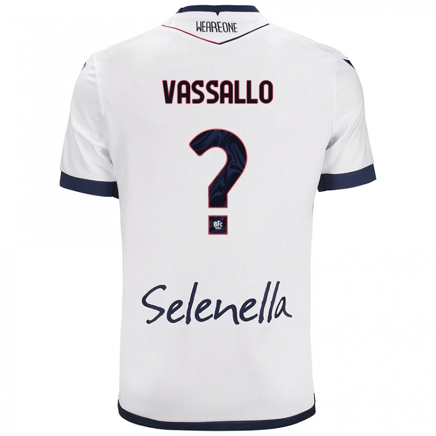 Niño Camiseta Giacomo Vassallo #0 Blanco Azul Real 2ª Equipación 2024/25 La Camisa Perú