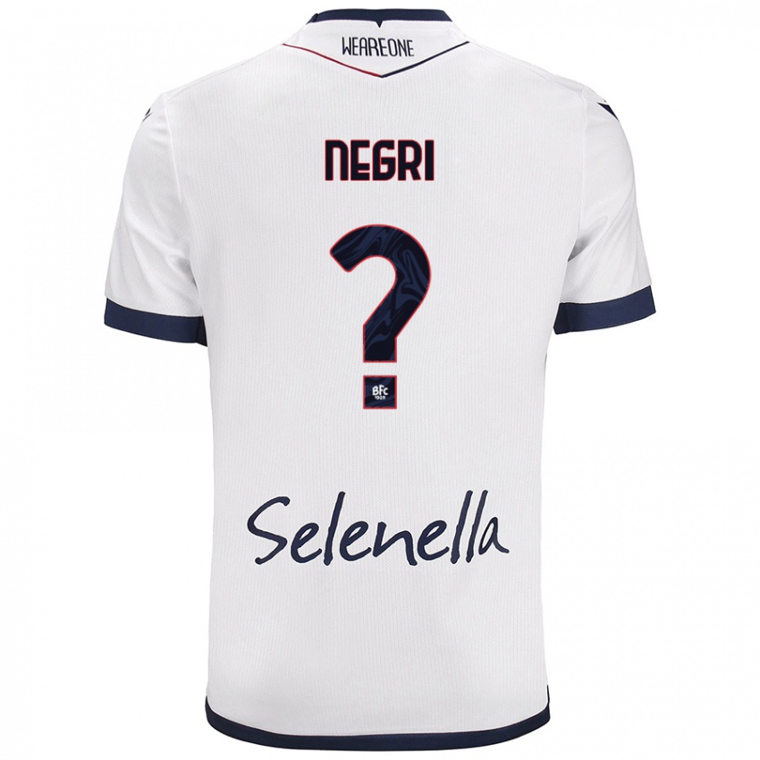 Niño Camiseta Simone Negri #0 Blanco Azul Real 2ª Equipación 2024/25 La Camisa Perú