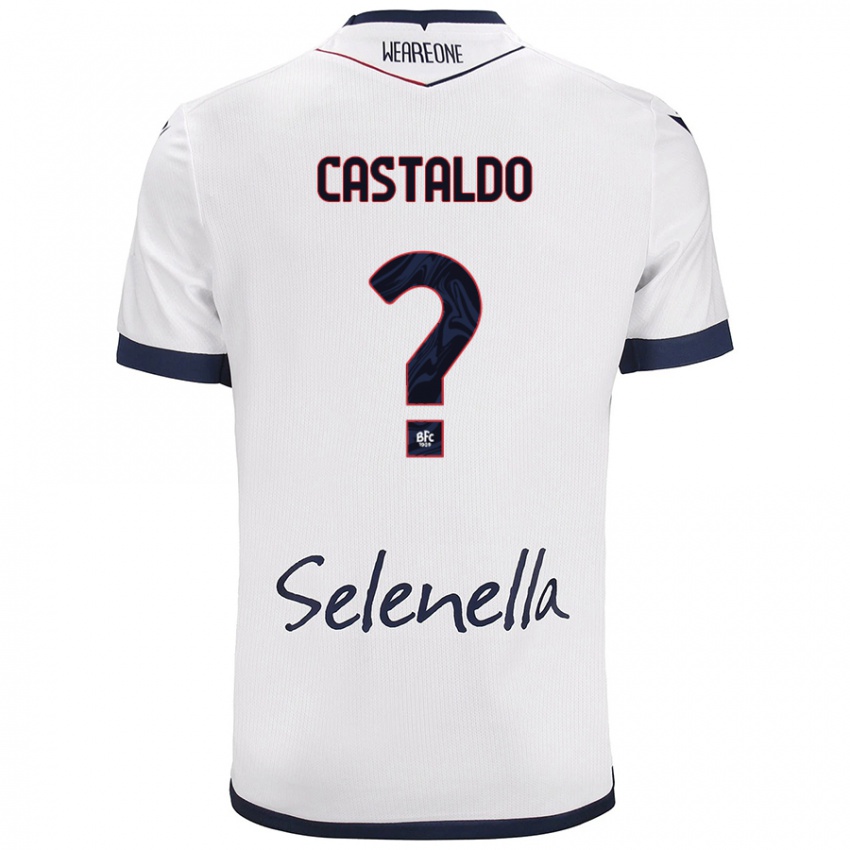 Niño Camiseta Francesco Castaldo #0 Blanco Azul Real 2ª Equipación 2024/25 La Camisa Perú