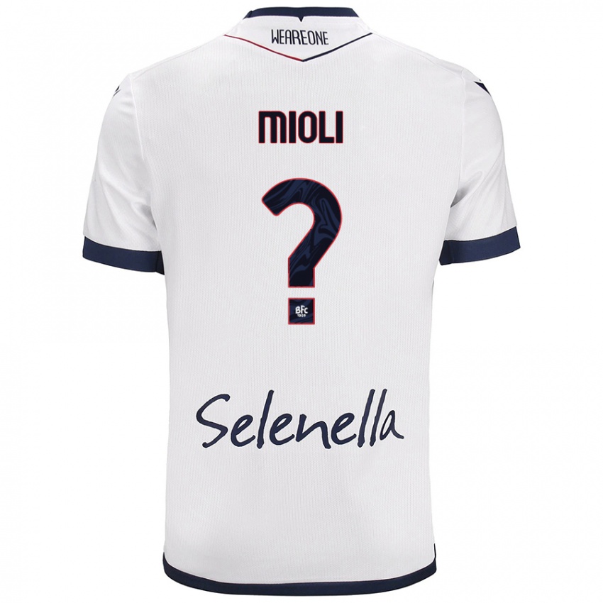 Niño Camiseta Mattia Mioli #0 Blanco Azul Real 2ª Equipación 2024/25 La Camisa Perú