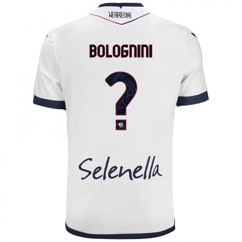 Niño Camiseta Andrea Bolognini #0 Blanco Azul Real 2ª Equipación 2024/25 La Camisa Perú