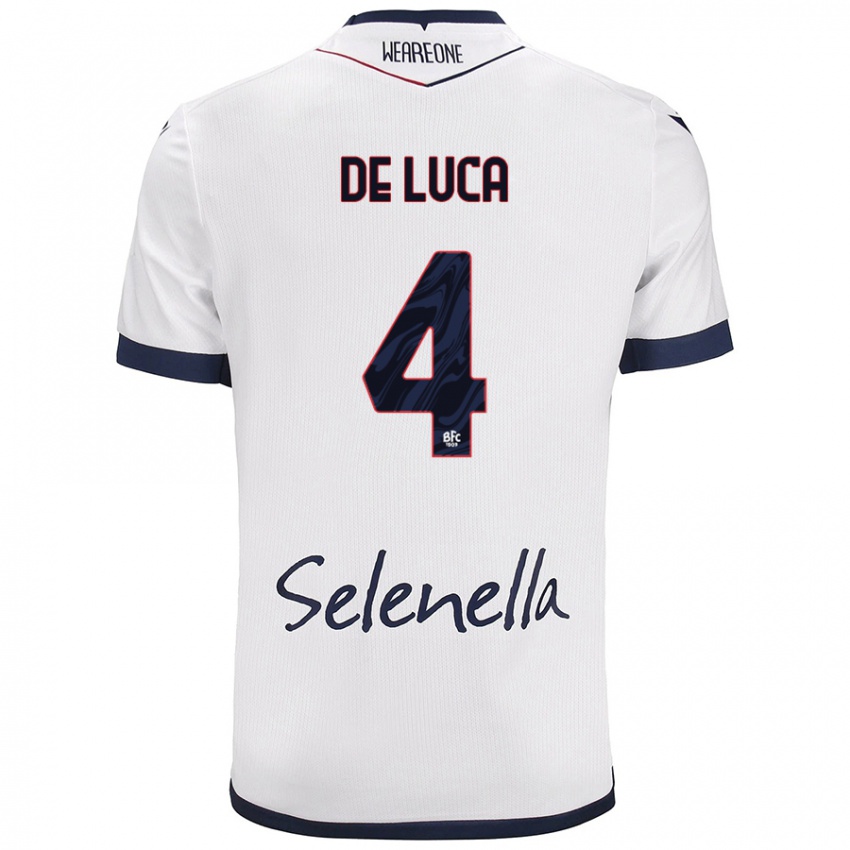 Niño Camiseta Alessandro De Luca #4 Blanco Azul Real 2ª Equipación 2024/25 La Camisa Perú