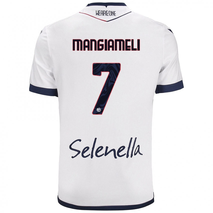 Niño Camiseta Federico Mangiameli #7 Blanco Azul Real 2ª Equipación 2024/25 La Camisa Perú