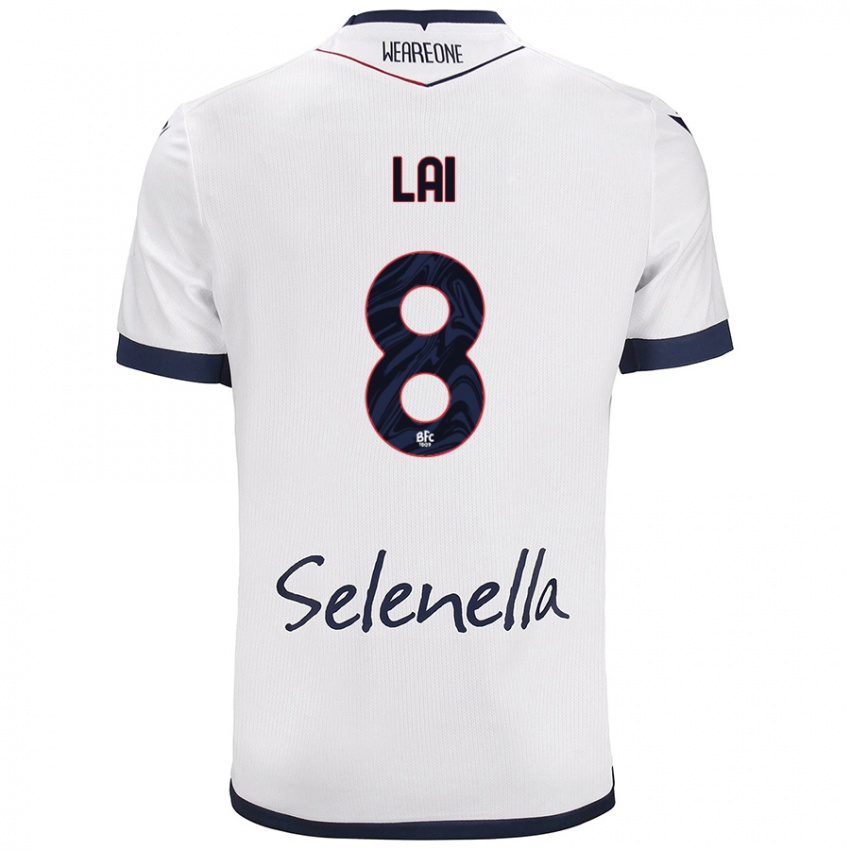 Niño Camiseta Luca Lai #8 Blanco Azul Real 2ª Equipación 2024/25 La Camisa Perú