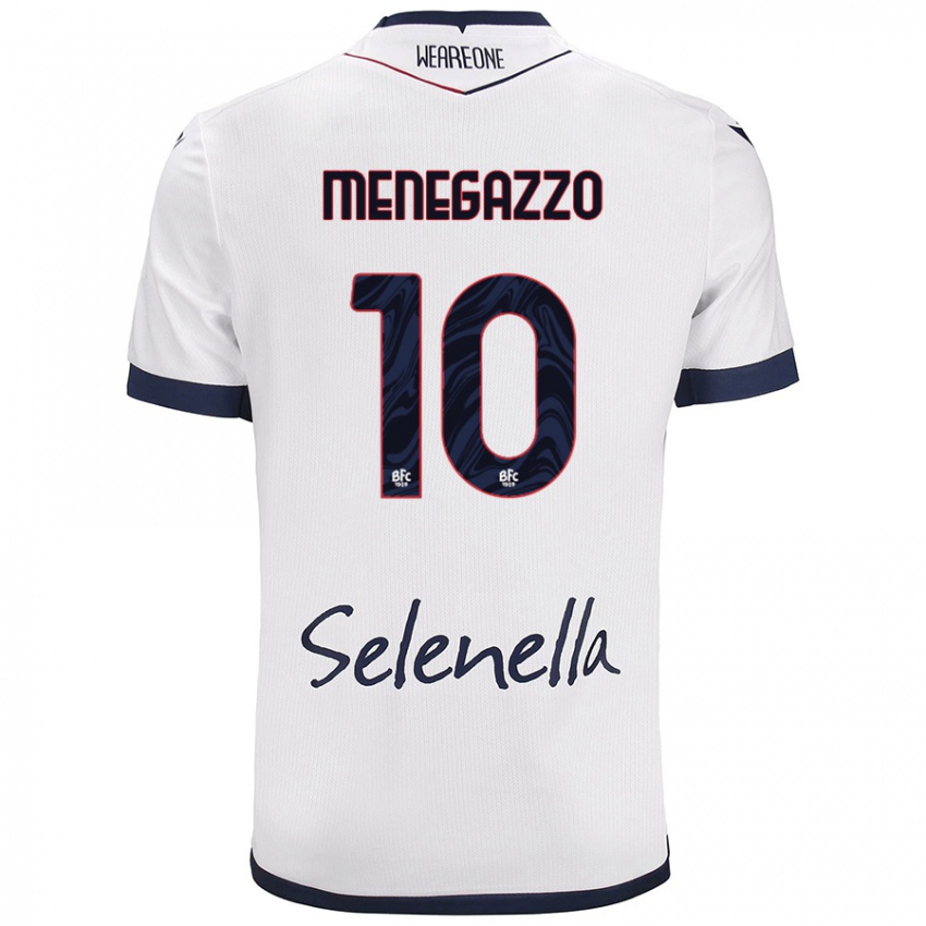 Niño Camiseta Lorenzo Menegazzo #10 Blanco Azul Real 2ª Equipación 2024/25 La Camisa Perú