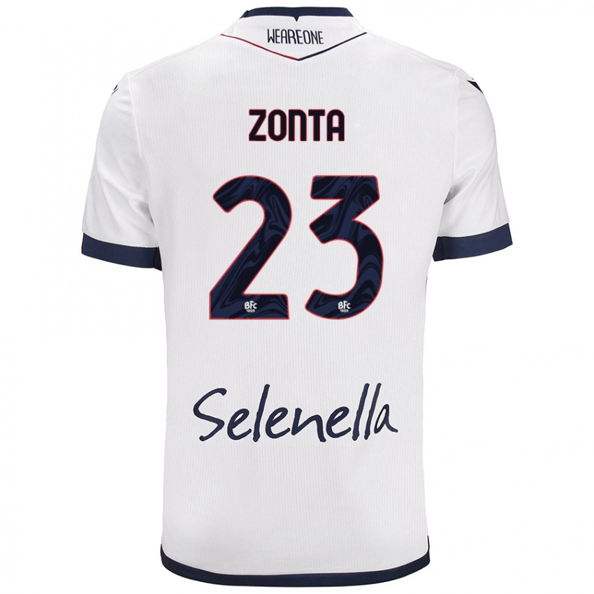 Niño Camiseta Alessandro Zonta #23 Blanco Azul Real 2ª Equipación 2024/25 La Camisa Perú