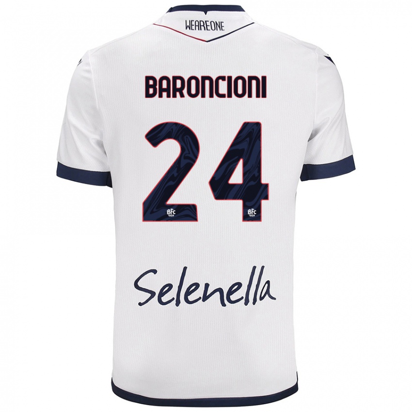 Niño Camiseta Davide Baroncioni #24 Blanco Azul Real 2ª Equipación 2024/25 La Camisa Perú