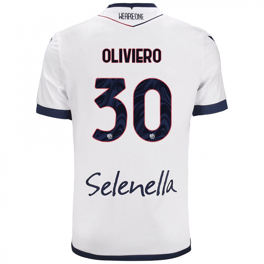 Niño Camiseta Andrea Oliviero #30 Blanco Azul Real 2ª Equipación 2024/25 La Camisa Perú