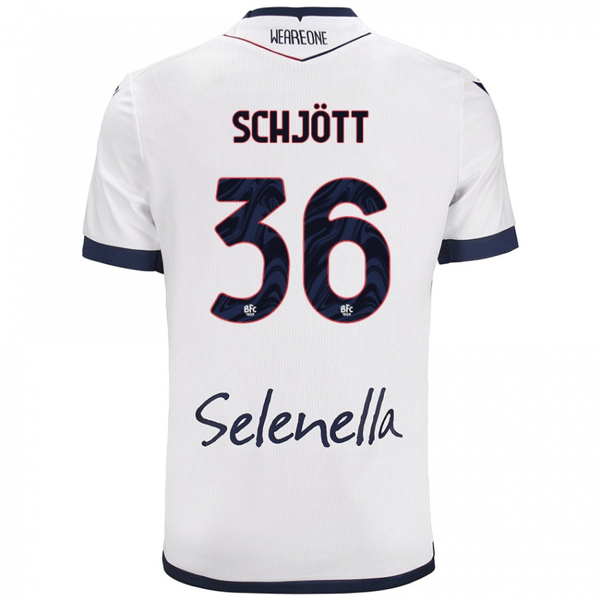 Niño Camiseta Gustav Schjött #36 Blanco Azul Real 2ª Equipación 2024/25 La Camisa Perú