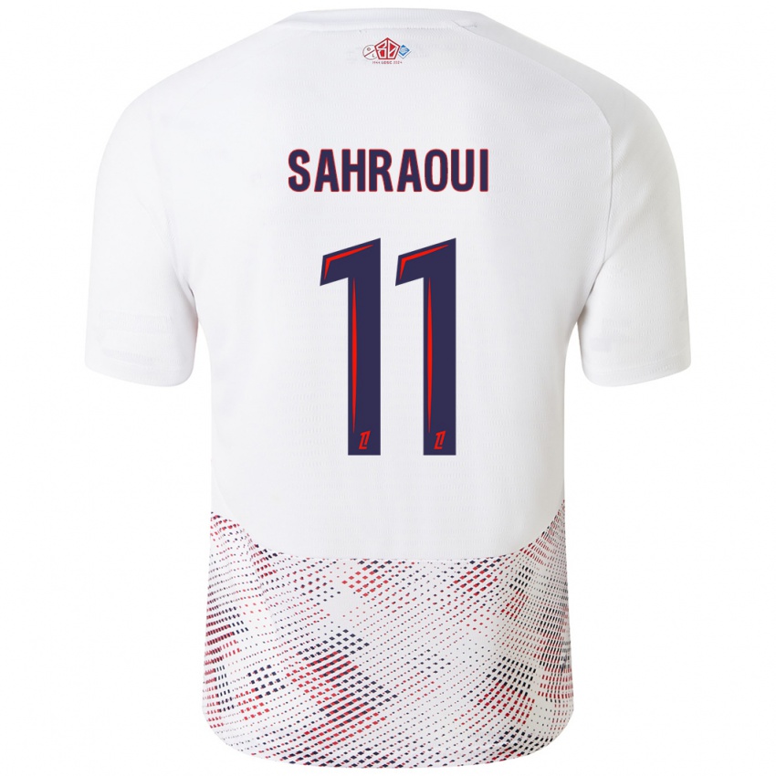 Niño Camiseta Osame Sahraoui #11 Blanco Azul Real 2ª Equipación 2024/25 La Camisa Perú