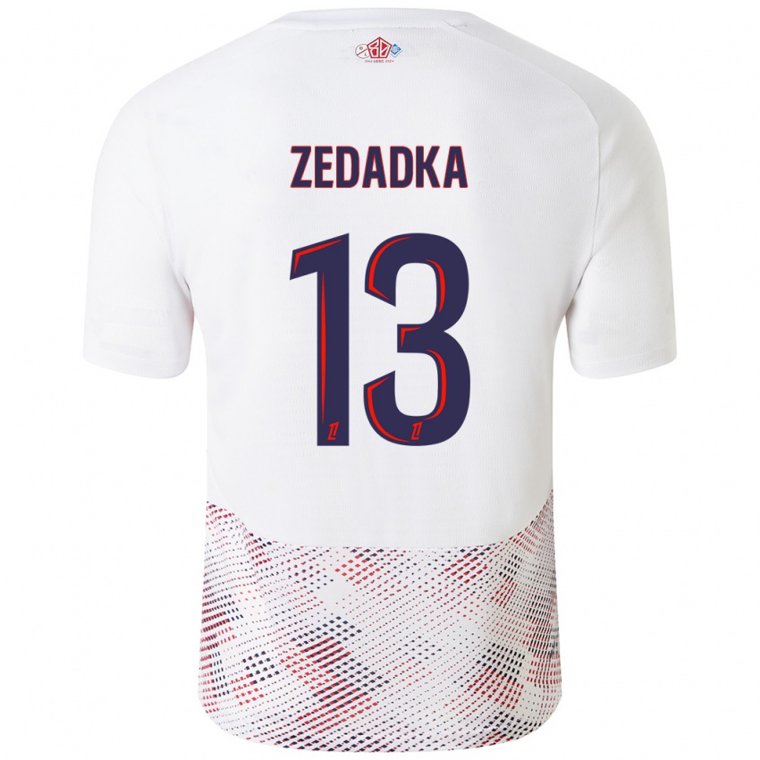 Niño Camiseta Akim Zedadka #13 Blanco Azul Real 2ª Equipación 2024/25 La Camisa Perú