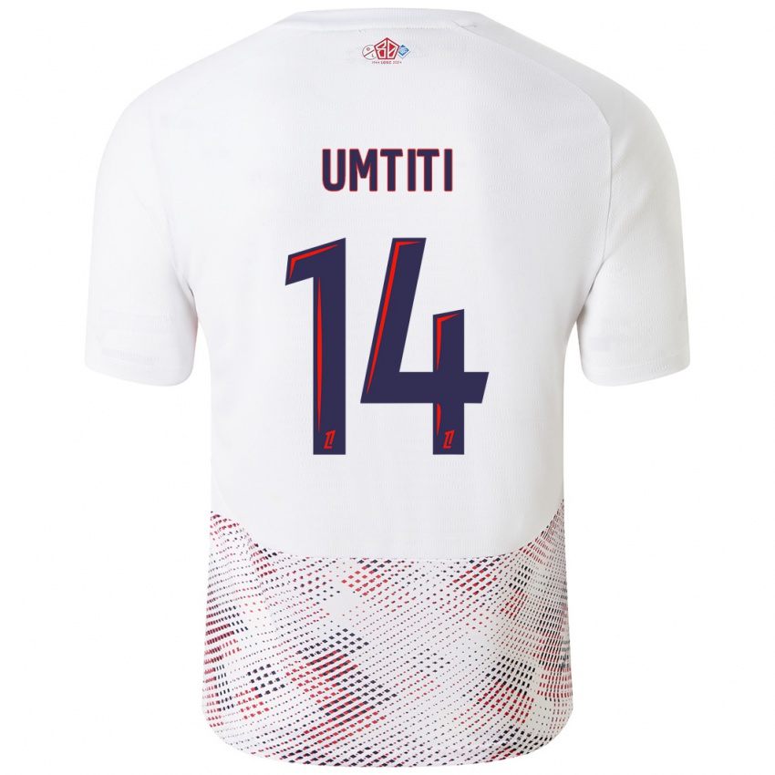 Niño Camiseta Samuel Umtiti #14 Blanco Azul Real 2ª Equipación 2024/25 La Camisa Perú