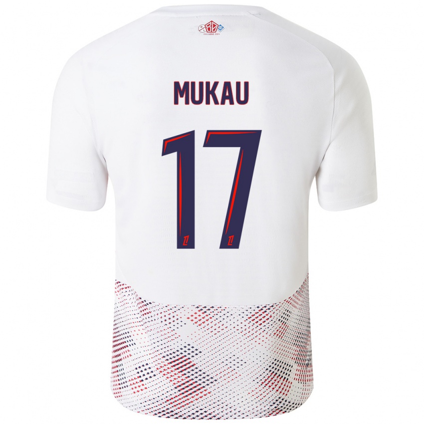 Niño Camiseta Ngal'ayel Mukau #17 Blanco Azul Real 2ª Equipación 2024/25 La Camisa Perú