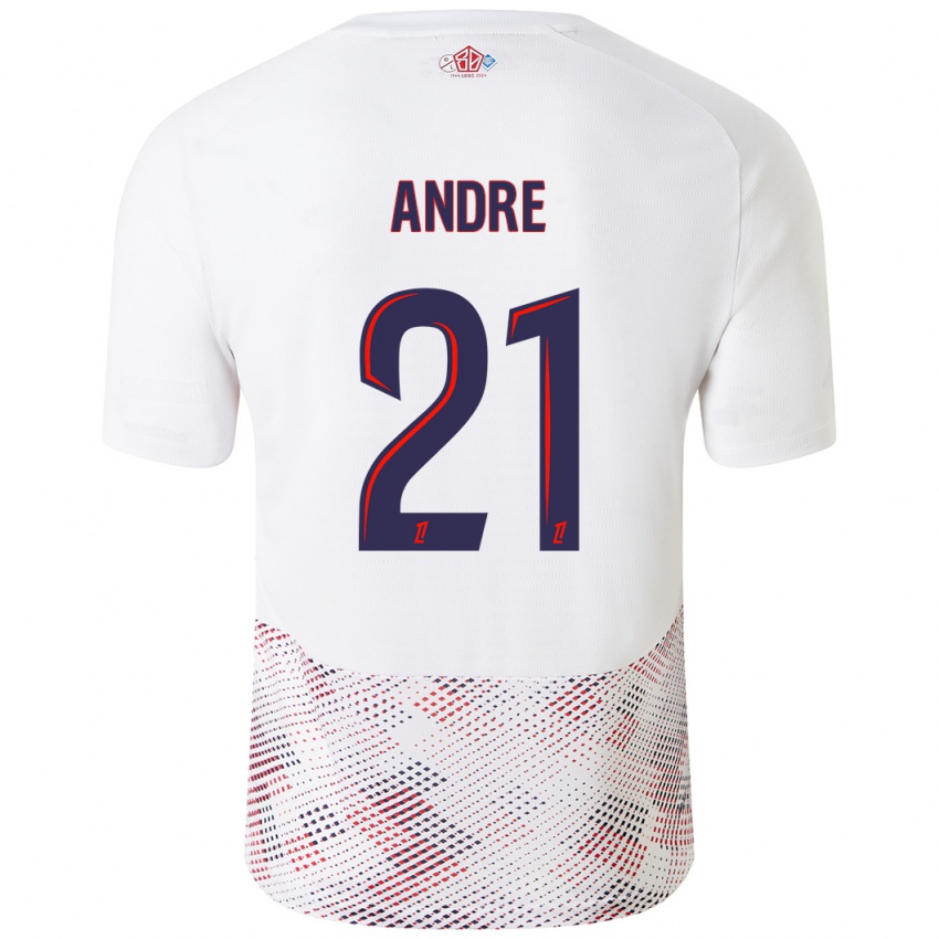 Niño Camiseta Benjamin André #21 Blanco Azul Real 2ª Equipación 2024/25 La Camisa Perú