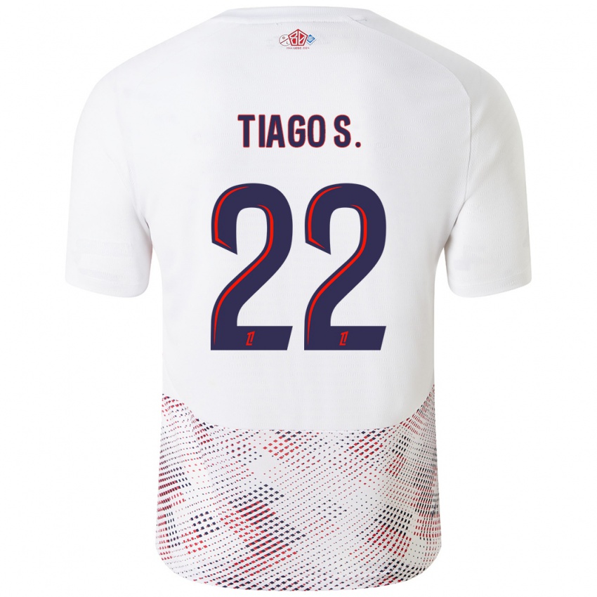 Niño Camiseta Tiago Santos #22 Blanco Azul Real 2ª Equipación 2024/25 La Camisa Perú