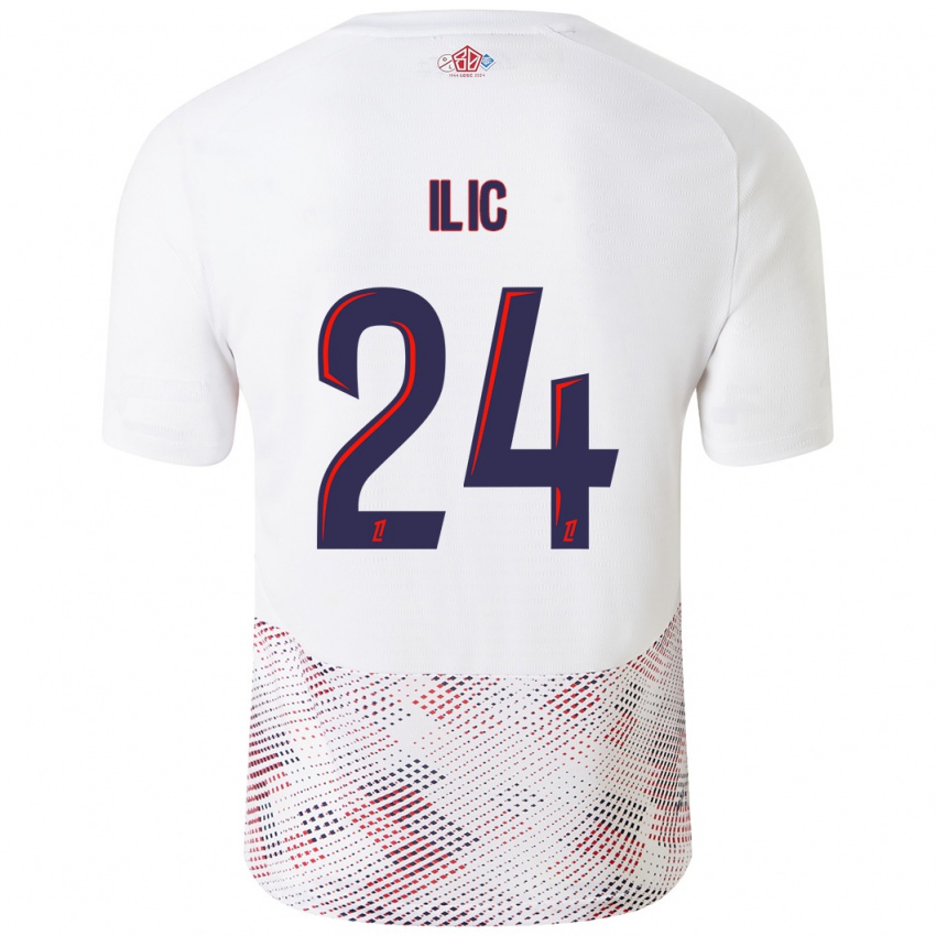 Niño Camiseta Andrej Ilic #24 Blanco Azul Real 2ª Equipación 2024/25 La Camisa Perú