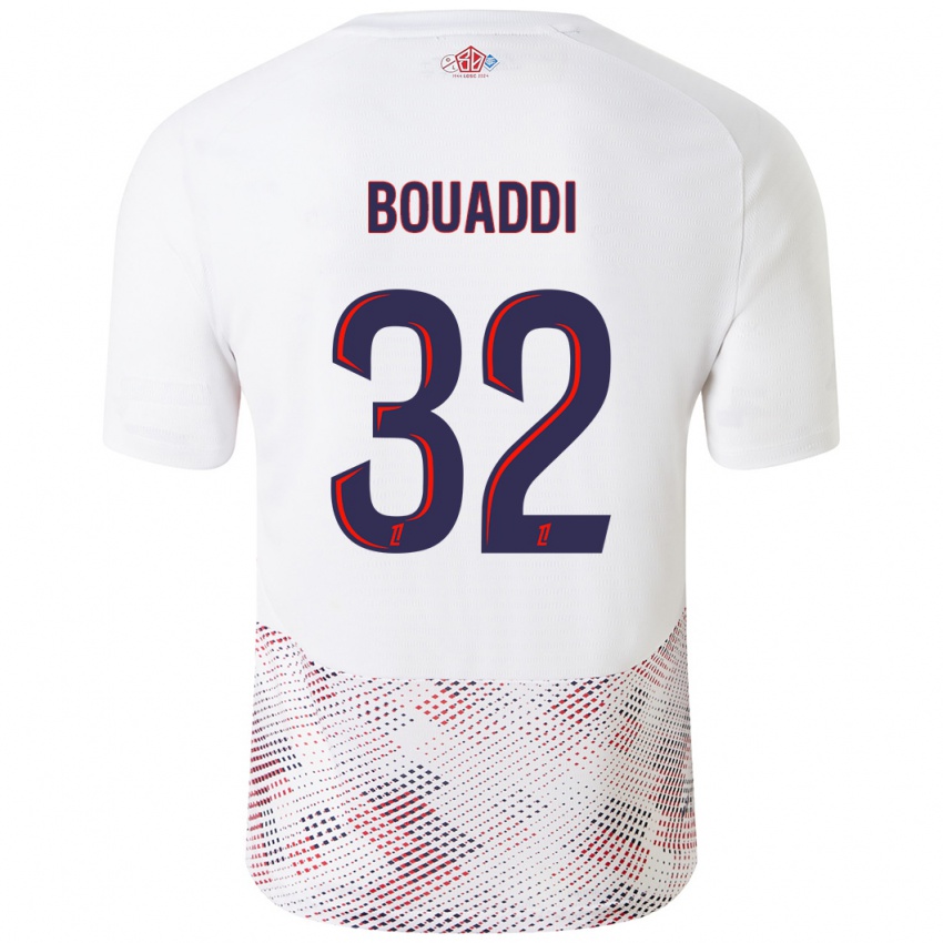 Niño Camiseta Ayyoub Bouaddi #32 Blanco Azul Real 2ª Equipación 2024/25 La Camisa Perú