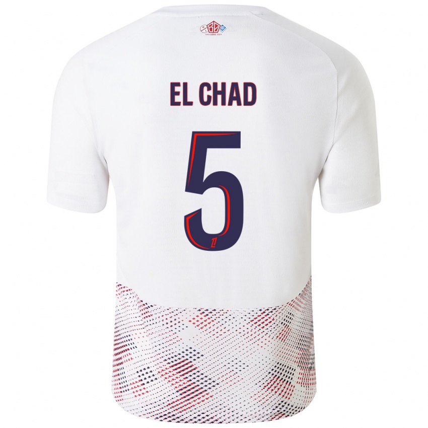 Niño Camiseta Nesryne El Chad #5 Blanco Azul Real 2ª Equipación 2024/25 La Camisa Perú