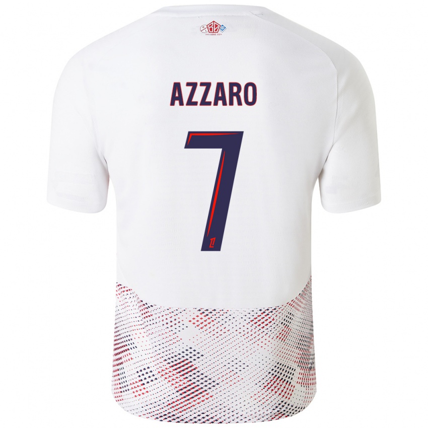 Niño Camiseta Lorena Azzaro #7 Blanco Azul Real 2ª Equipación 2024/25 La Camisa Perú