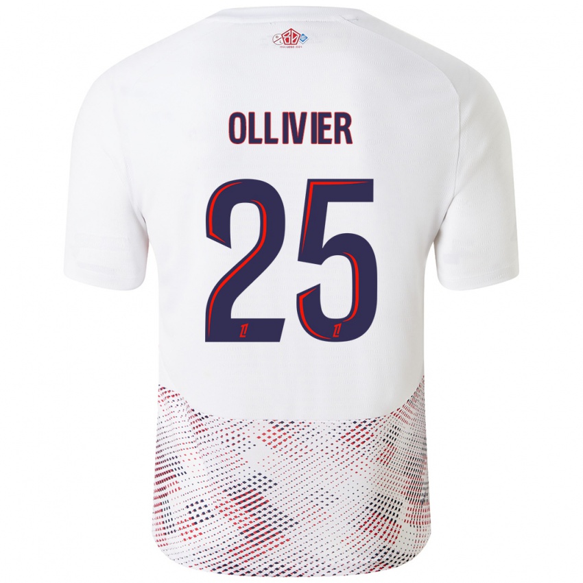 Niño Camiseta Agathe Ollivier #25 Blanco Azul Real 2ª Equipación 2024/25 La Camisa Perú