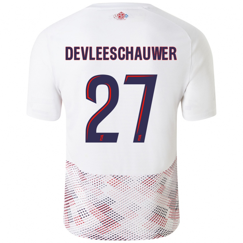 Niño Camiseta Gwenaëlle Devleeschauwer #27 Blanco Azul Real 2ª Equipación 2024/25 La Camisa Perú