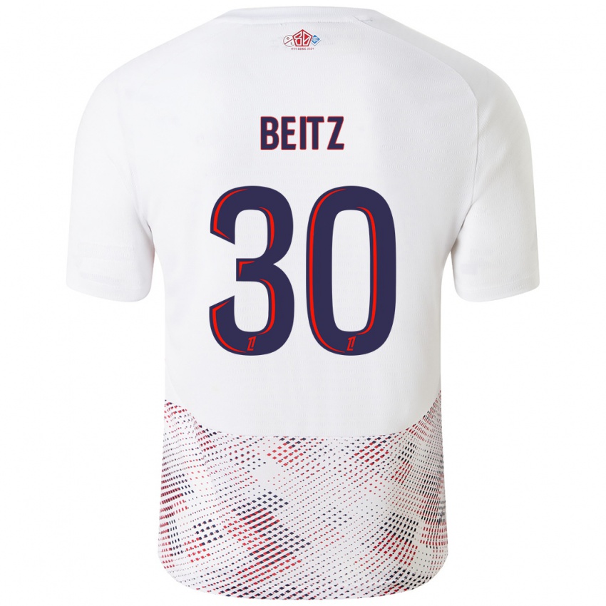 Niño Camiseta Taylor Beitz #30 Blanco Azul Real 2ª Equipación 2024/25 La Camisa Perú