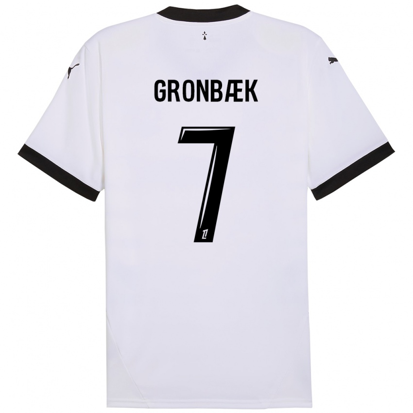 Niño Camiseta Albert Grønbaek #7 Blanco Negro 2ª Equipación 2024/25 La Camisa Perú