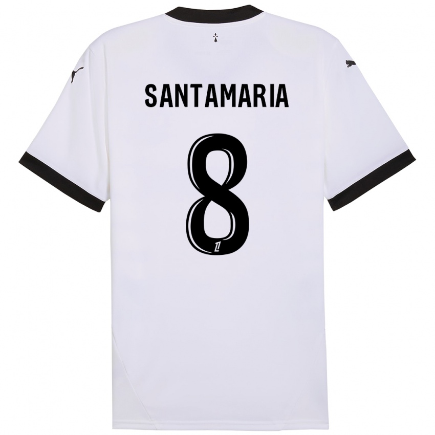 Niño Camiseta Baptiste Santamaria #8 Blanco Negro 2ª Equipación 2024/25 La Camisa Perú