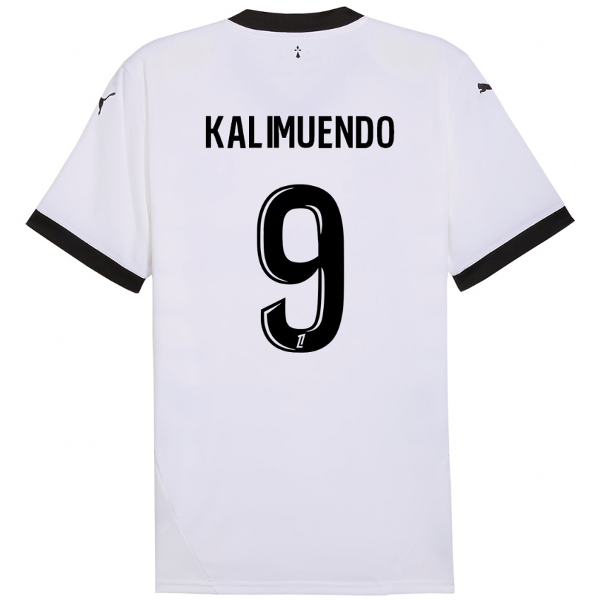 Niño Camiseta Arnaud Kalimuendo #9 Blanco Negro 2ª Equipación 2024/25 La Camisa Perú