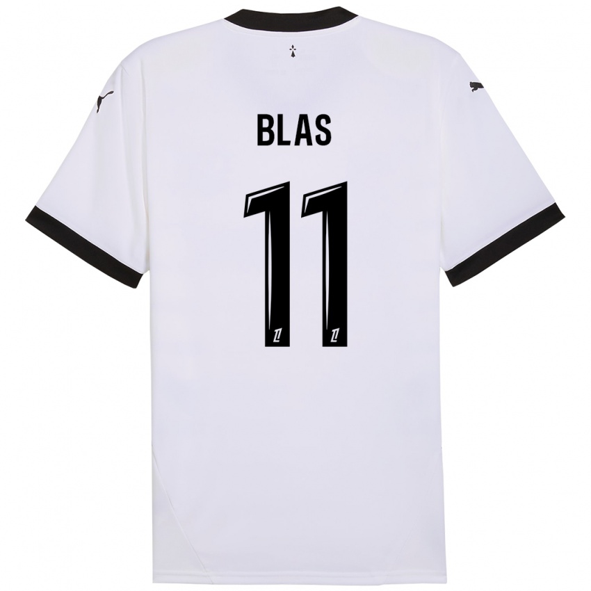 Niño Camiseta Ludovic Blas #11 Blanco Negro 2ª Equipación 2024/25 La Camisa Perú