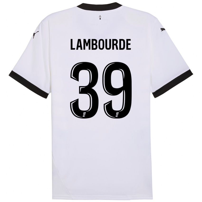 Niño Camiseta Mathis Lambourde #39 Blanco Negro 2ª Equipación 2024/25 La Camisa Perú