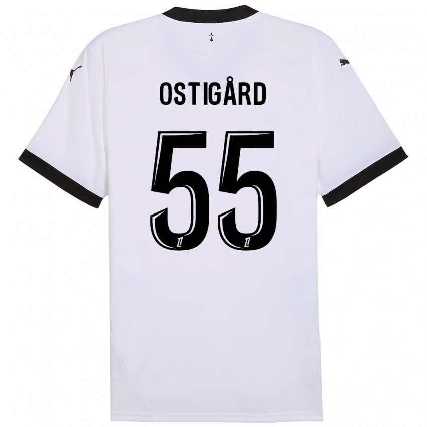 Niño Camiseta Leo Ostigard #55 Blanco Negro 2ª Equipación 2024/25 La Camisa Perú