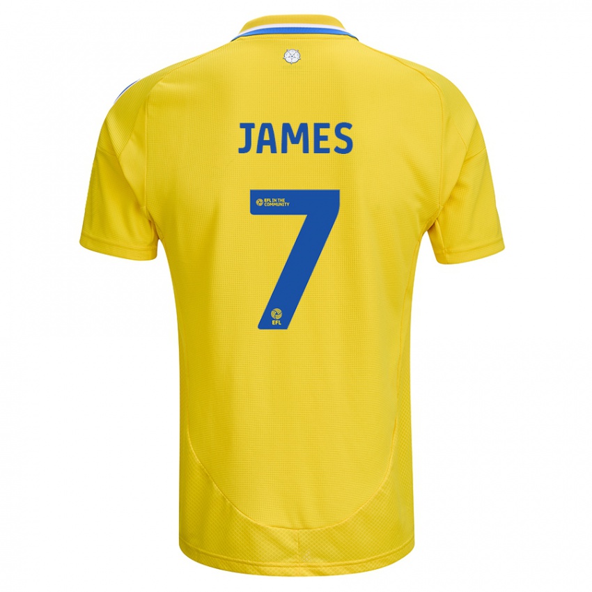 Niño Camiseta Daniel James #7 Amarillo Azul 2ª Equipación 2024/25 La Camisa Perú