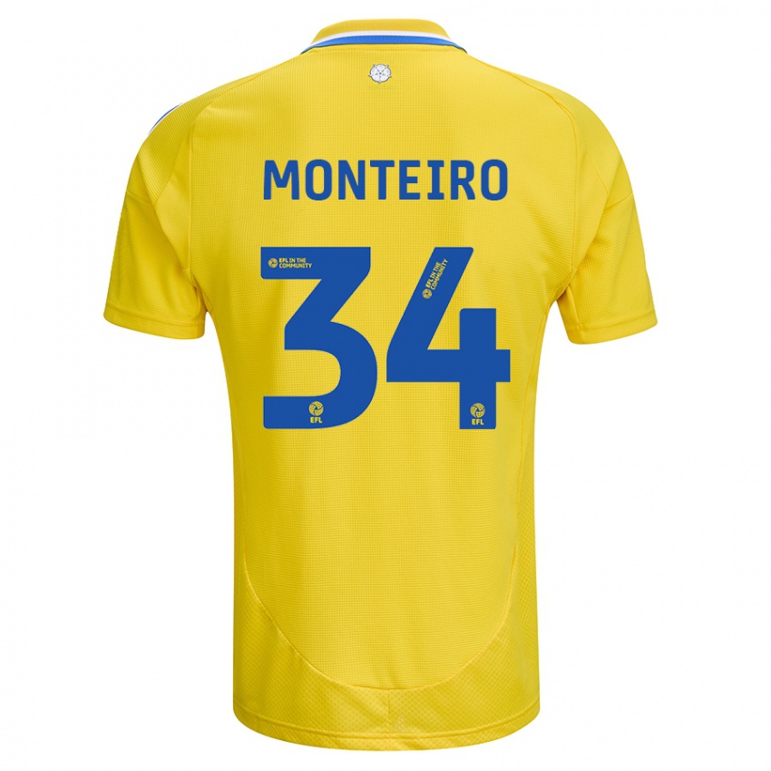 Niño Camiseta Diogo Monteiro #34 Amarillo Azul 2ª Equipación 2024/25 La Camisa Perú