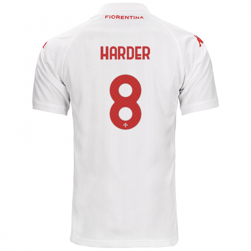 Niño Camiseta Jonas Harder #8 Blanco 2ª Equipación 2024/25 La Camisa Perú