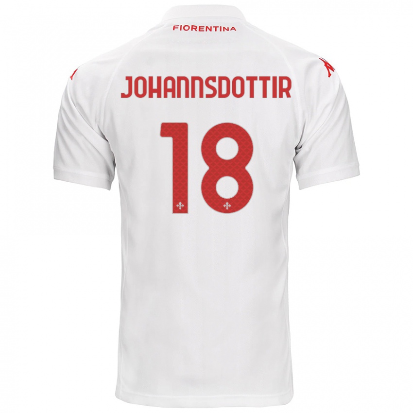 Niño Camiseta Alexandra Jóhannsdóttir #18 Blanco 2ª Equipación 2024/25 La Camisa Perú