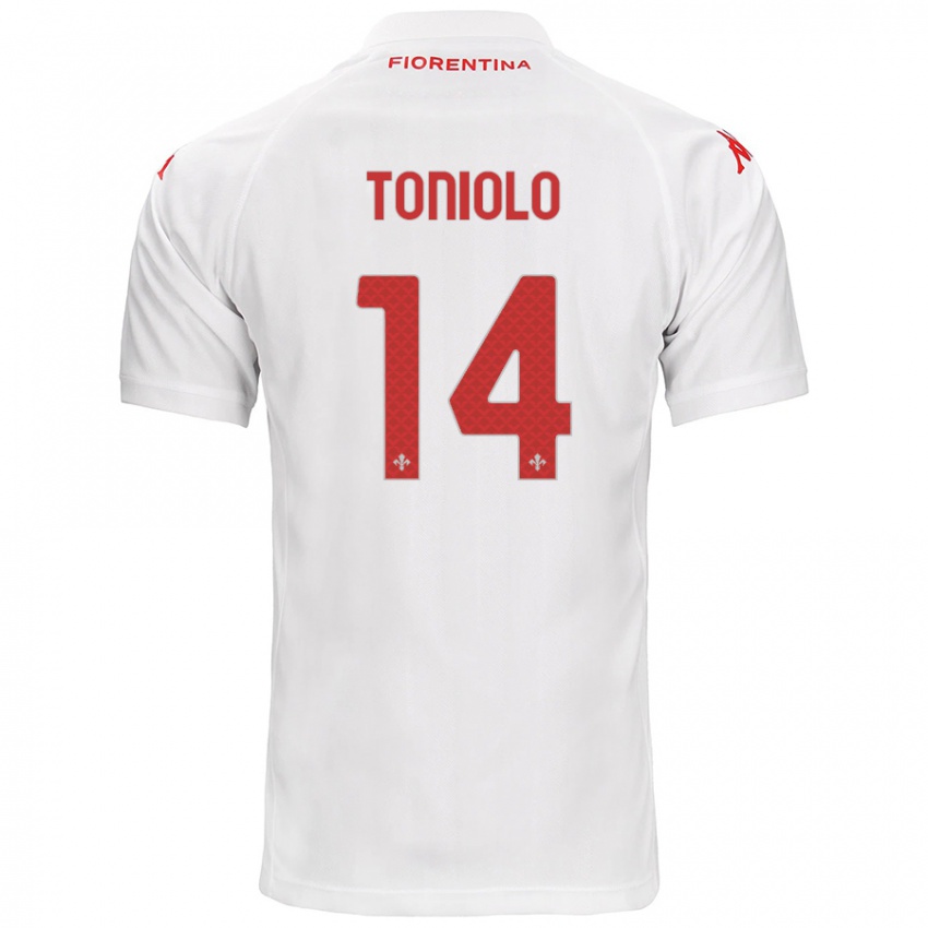 Niño Camiseta Martina Toniolo #14 Blanco 2ª Equipación 2024/25 La Camisa Perú