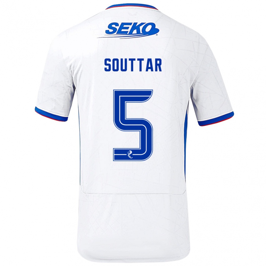 Niño Camiseta John Souttar #5 Blanco Azul 2ª Equipación 2024/25 La Camisa Perú