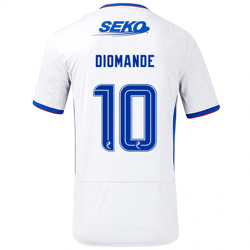 Niño Camiseta Mohamed Diomandé #10 Blanco Azul 2ª Equipación 2024/25 La Camisa Perú