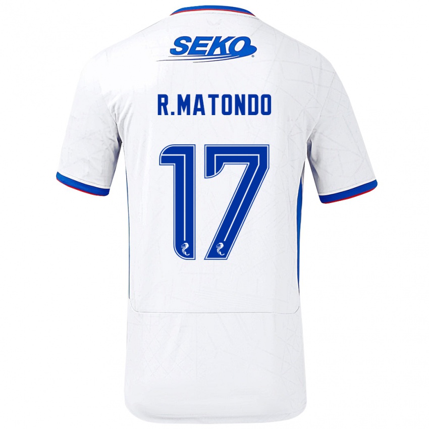 Niño Camiseta Rabbi Matondo #17 Blanco Azul 2ª Equipación 2024/25 La Camisa Perú