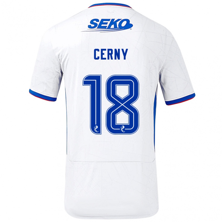 Niño Camiseta Vaclav Cerny #18 Blanco Azul 2ª Equipación 2024/25 La Camisa Perú