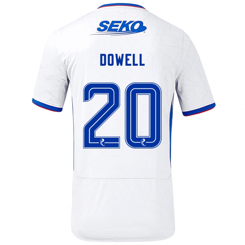 Niño Camiseta Kieran Dowell #20 Blanco Azul 2ª Equipación 2024/25 La Camisa Perú