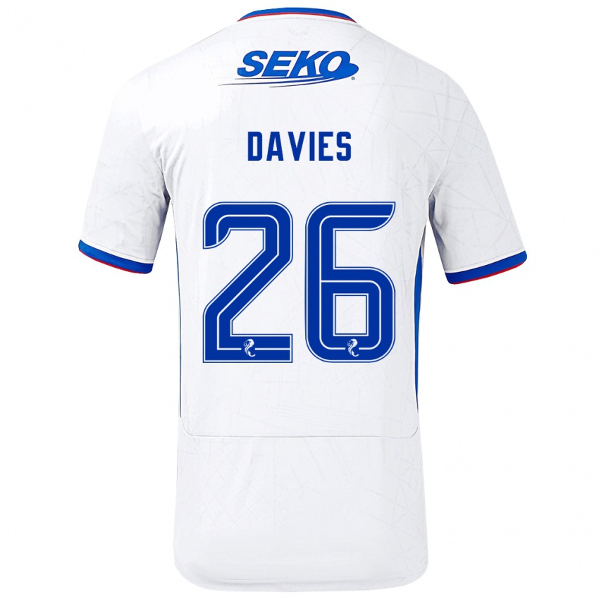 Niño Camiseta Ben Davies #26 Blanco Azul 2ª Equipación 2024/25 La Camisa Perú