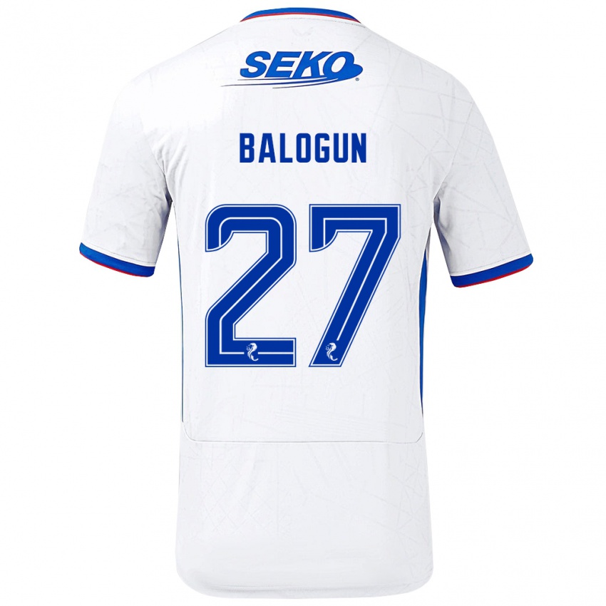 Niño Camiseta Leon Balogun #27 Blanco Azul 2ª Equipación 2024/25 La Camisa Perú